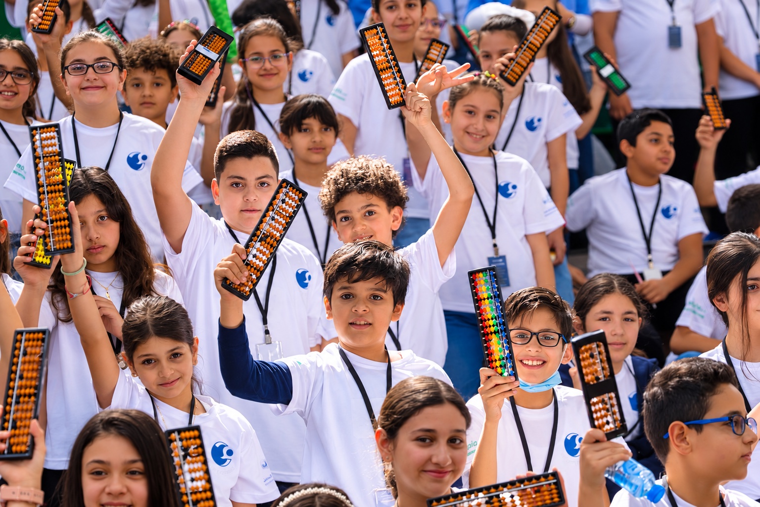 طلاب يرفعون أباكس معاً في فعالية للعبقري الصغير